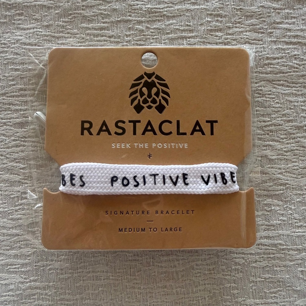 Rastaclat Positive Vibes Signature Braided Bracelet White Black Medium Large NEW
